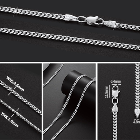 New Sterling Silver Cuban Chain Necklace Diamond Cut Curb Chain Link 925 Stamped - Picture 4 of 15